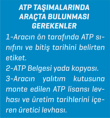 ATP Taşımalarında Araçta Bulunması Gerekenler