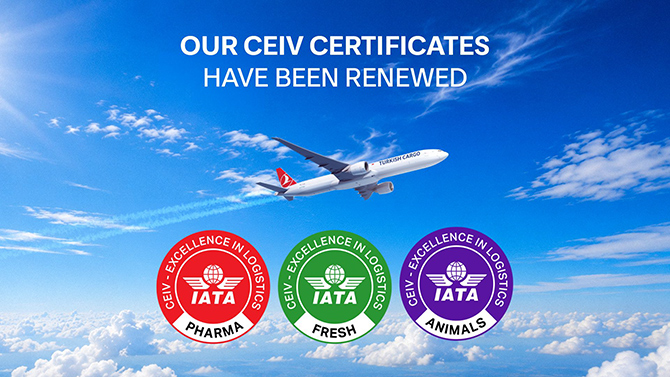 Turkish Cargo Özel Kargo Operasyonlarındaki Üç IATA CEIV Sertifikasını Yeniledi