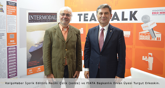 KargoHaber İçerik Editörü Necmi Çelik (solda) ve FIATA Başkanlık Divan Üyesi Turgut Erkeskin.